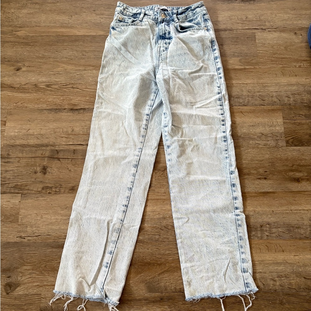 Zara Light Blue Straight Leg Jeans